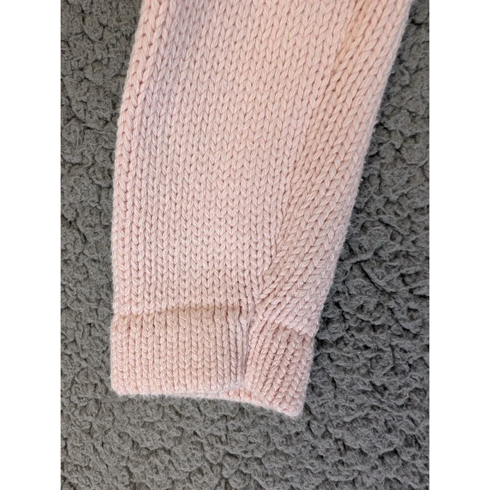 J Crew Always Womens S Pink Roll Neck Oarsman Fisherman Knit Sweater Cotton Cozy